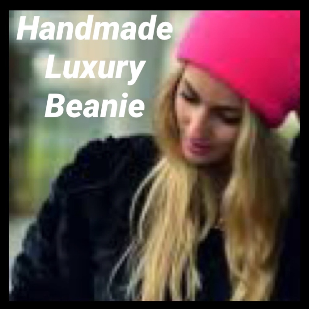 Handcrafted Knit Beanie Cozy Warm Winter Hat Bright Colorful Pink Women One Size